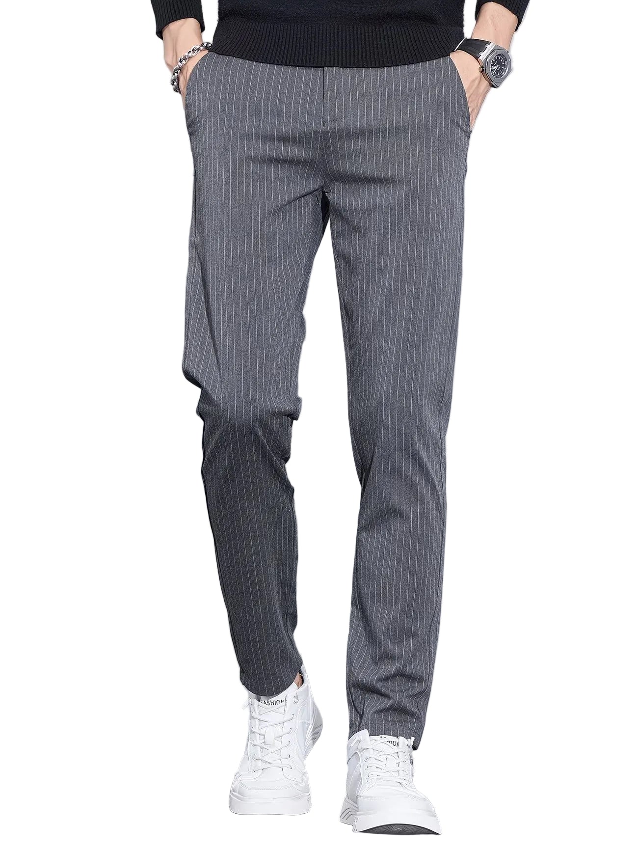 Men’s Slim-Fit Pinstripe Pants