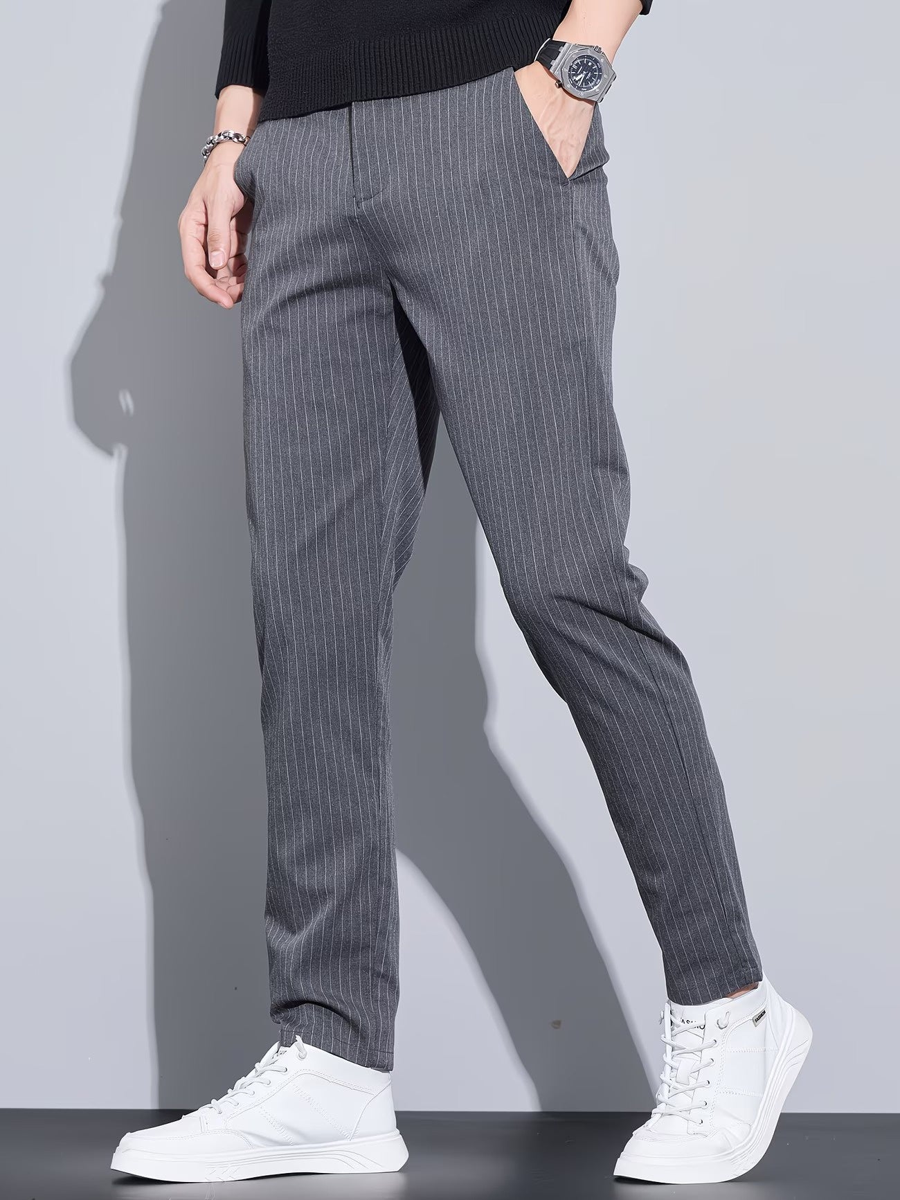 Men’s Slim-Fit Pinstripe Pants