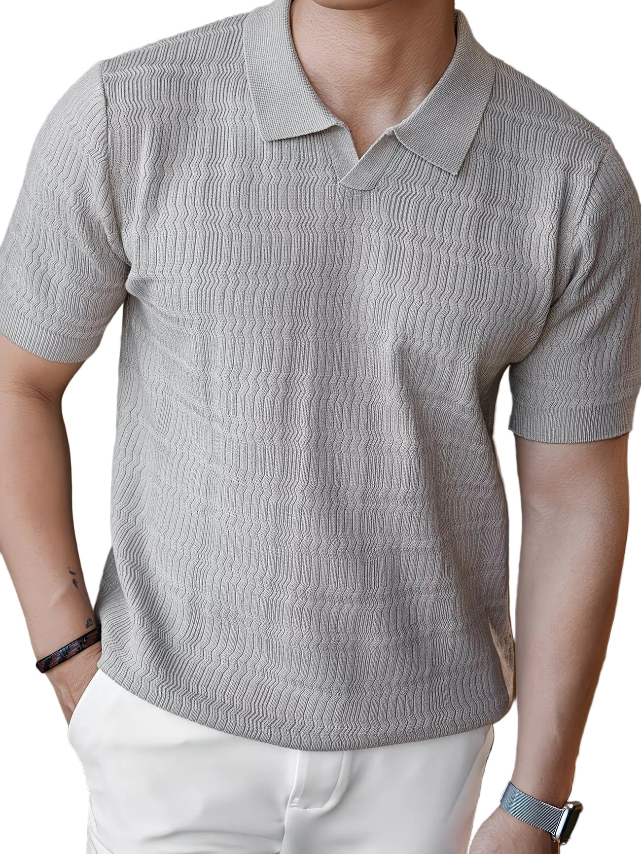 Men’s Textured Short-Sleeve Polo Shirt