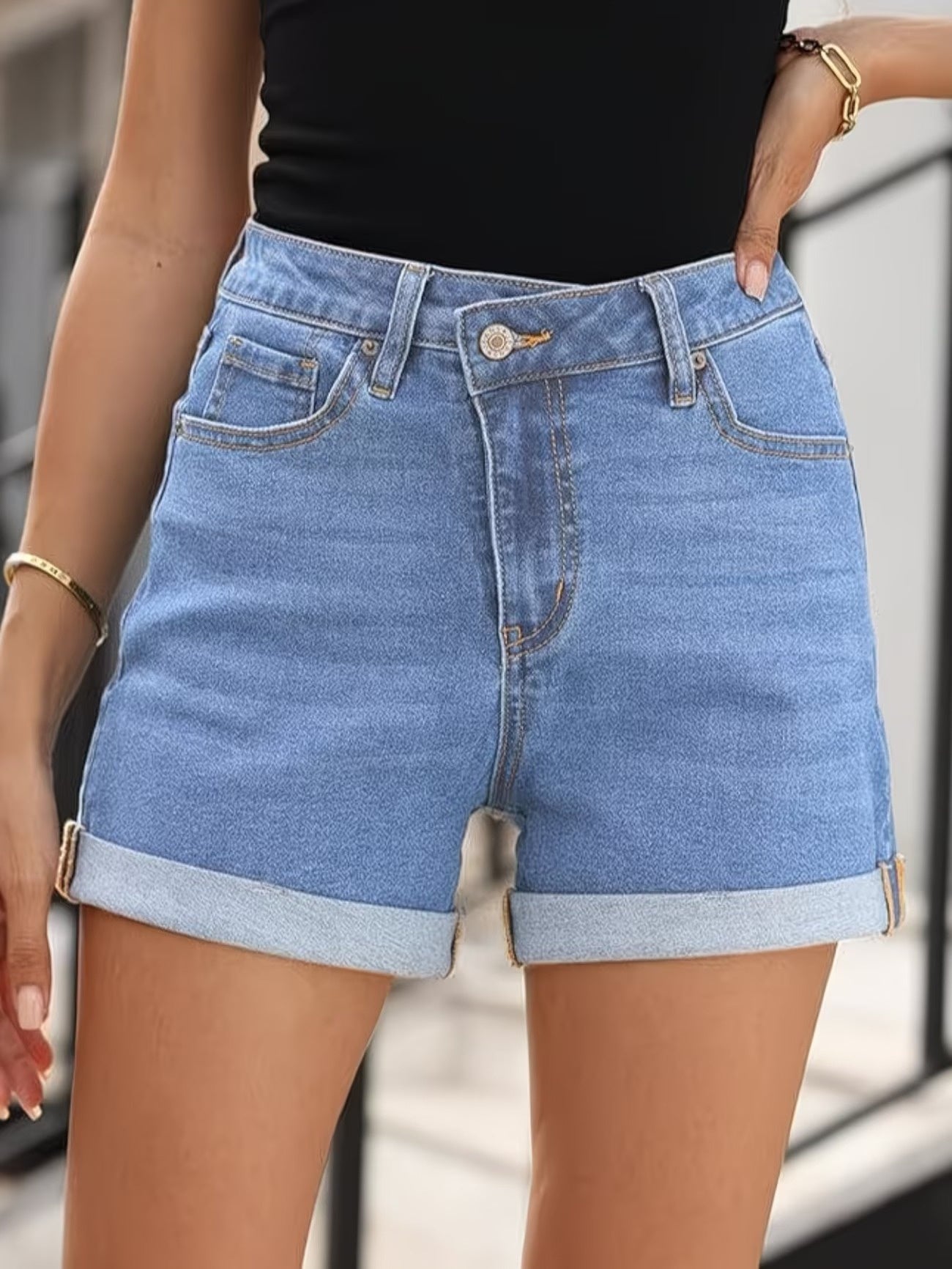 Women’s Asymmetrical Crossover Waist Shorts