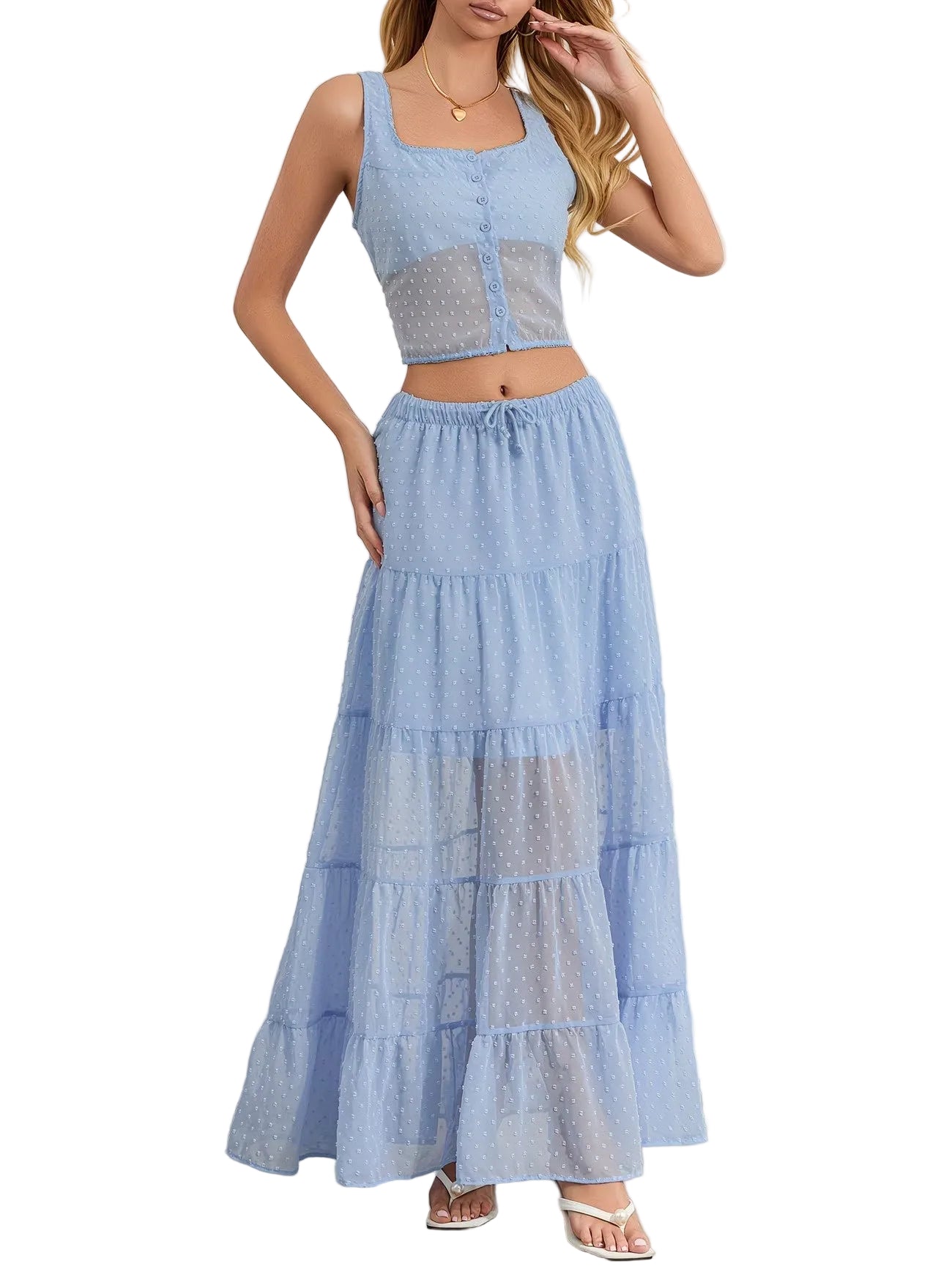 Women’s Two-Piece Set with Sheer Panel