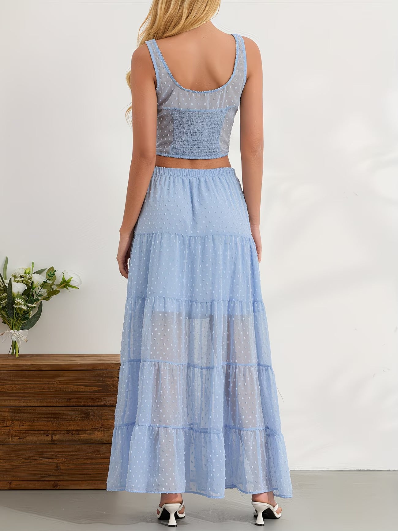 Women’s Two-Piece Set with Sheer Panel